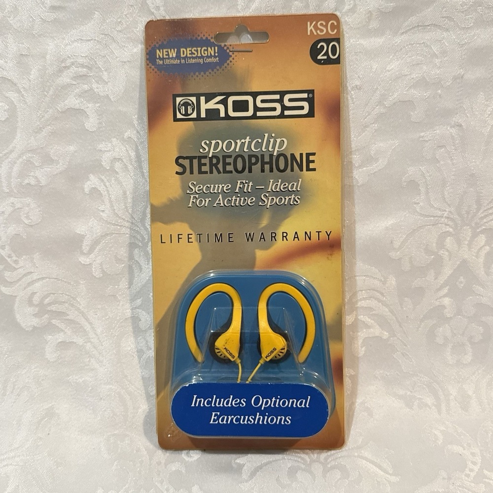 Koss KSC20 Yellow Sportclip Stereophones secure-fit ear clip wired, yellow